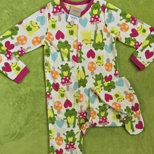 NWT - Girls Size 7 - FROG Footie BLANKET SLEEPER Pink Green Orange Yellow (Q6)